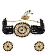 Traditional Light Weight Crystal Stone Beaded Choker Necklace Jewellery Set Glided With Moti Work
