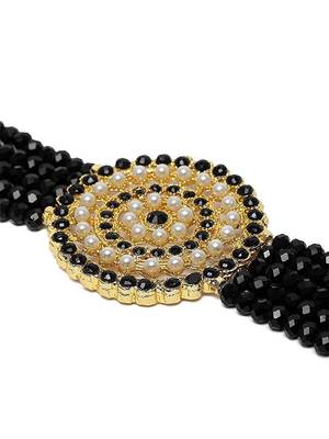 Traditional Light Weight Crystal Stone Beaded Choker Necklace Jewellery Set Glided With Moti Work 3