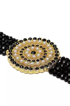 Traditional Light Weight Crystal Stone Beaded Choker Necklace Jewellery Set Glided With Moti Work