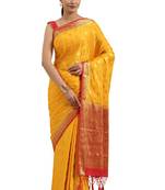 Yellow woven crepe saree with blouse