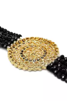 Traditional Light Weight Crystal Stone Beaded Choker Necklace Jewellery Set Glided With Moti Work
