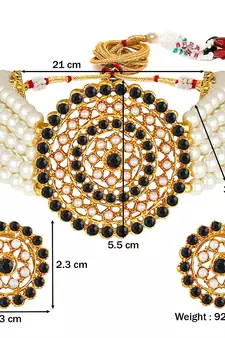 Traditional Light Weight Pearl Beaded Choker Necklace Jewellery Set Glided With Moti Work