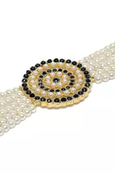 Traditional Light Weight Pearl Beaded Choker Necklace Jewellery Set Glided With Moti Work