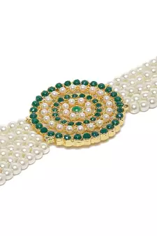 Traditional Light Weight Pearl Beaded Choker Necklace Jewellery Set Glided With Moti Work
