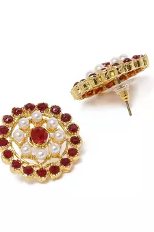 Traditional Light Weight Pearl Beaded Choker Necklace Jewellery Set Glided With Moti Work