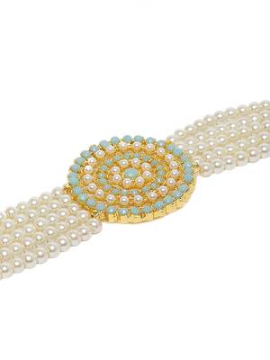 Traditional Light Weight Pearl Beaded Choker Necklace Jewellery Set Glided With Moti Work 3