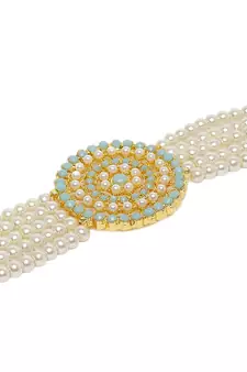 Traditional Light Weight Pearl Beaded Choker Necklace Jewellery Set Glided With Moti Work