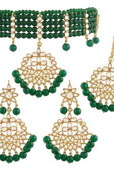 Traditional Handcrafted Faux Kundan & Pearl Studded Choker Jewellery Set For Women
