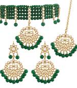 Traditional Handcrafted Faux Kundan & Pearl Studded Choker Jewellery Set For Women
