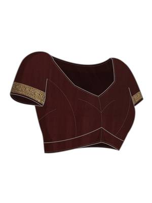 Brown woven crepe saree with blouse 3