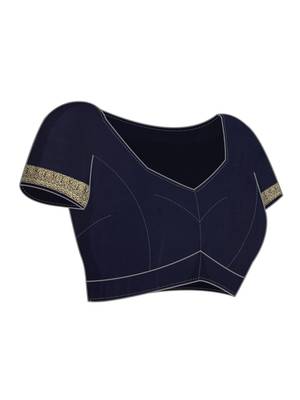 Blue woven crepe saree with blouse 3