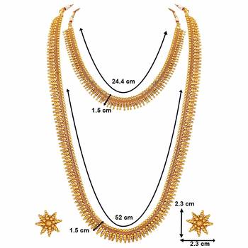 Traditional South Indian Stylish Golden Leaf Work Necklace With Earrings For Women & Girls 5