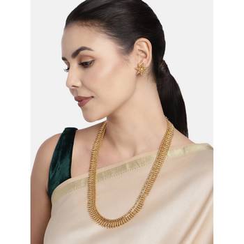 Traditional South Indian Stylish Golden Leaf work Necklace With Earrings For Women & Girls 1