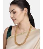 Traditional South Indian Stylish Golden Leaf work Necklace With Earrings For Women & Girls