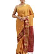 Brown woven crepe saree with blouse