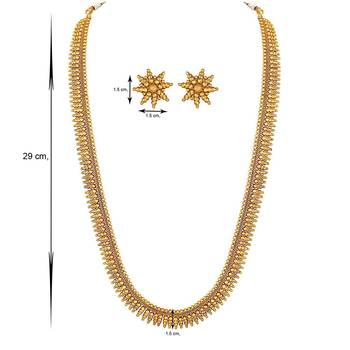 Traditional South Indian Stylish Golden Leaf work Necklace With Earrings For Women & Girls 5