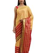 Brown woven crepe saree with blouse