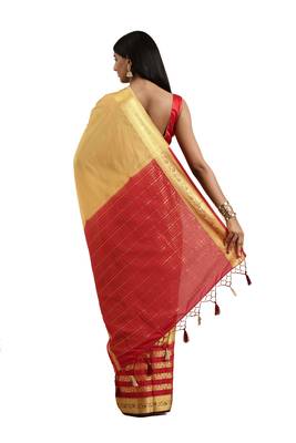 Brown woven crepe saree with blouse 2