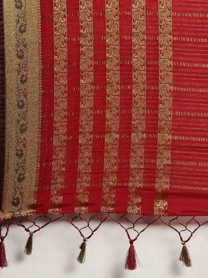 Brown woven crepe saree with blouse 5