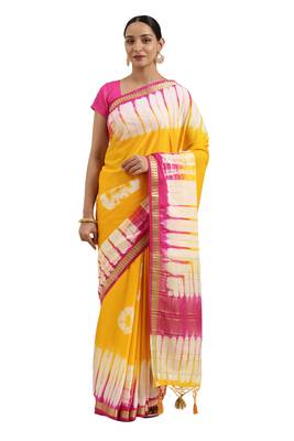 Multicolor printed crepe saree with blouse 1