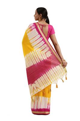 Multicolor printed crepe saree with blouse 2