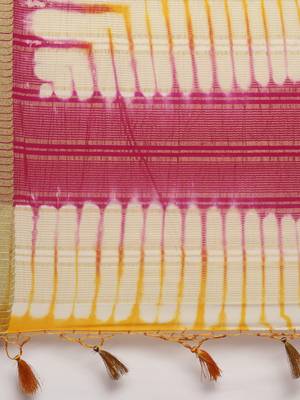 Multicolor printed crepe saree with blouse 5