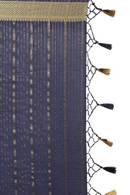 Navy blue woven crepe saree with blouse 4