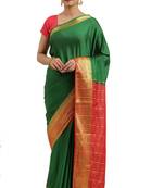 Green woven crepe saree with blouse