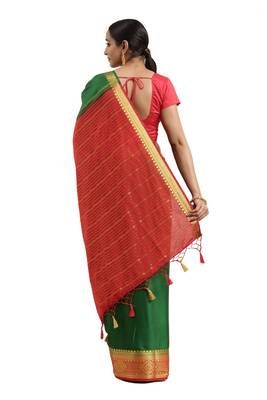 Green woven crepe saree with blouse 2
