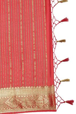 Green woven crepe saree with blouse 4