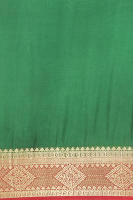 Green woven crepe saree with blouse 5