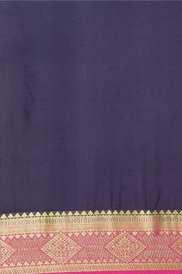 Navy blue woven crepe saree with blouse 5