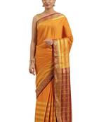 Mustard woven crepe saree with blouse