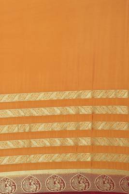 Mustard woven crepe saree with blouse 5