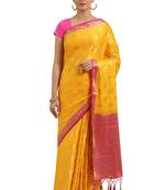 Gold woven crepe saree with blouse