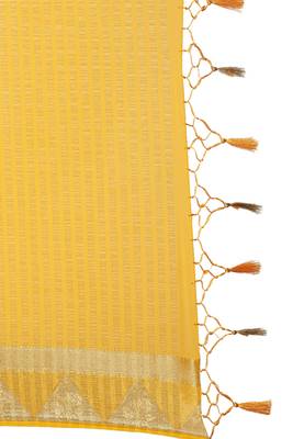 Gold woven chiffon saree with blouse 3