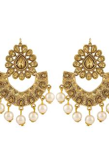 Classy Chandbali Shape Gold toned Dangle Earrings For Women