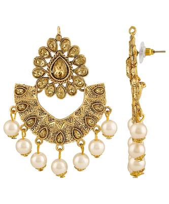 Classy Chandbali Shape Gold toned Dangle Earrings For Women 2