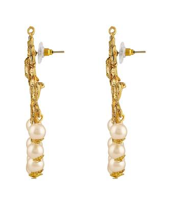 Classy Chandbali Shape Gold toned Dangle Earrings For Women 3