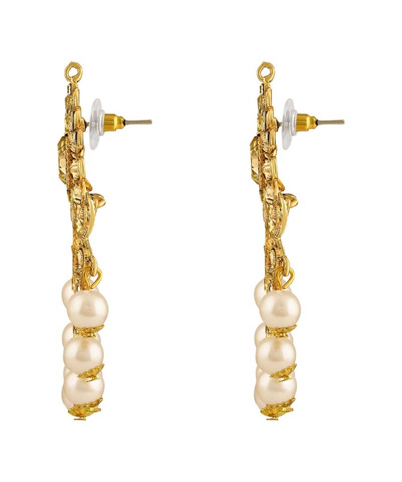 Classy Chandbali Shape Gold toned Dangle Earrings For Women