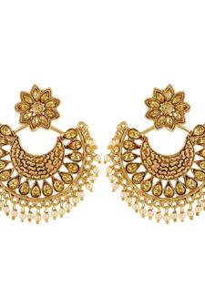 Trendy Chandbali Shape Gold toned Dangle Earrings For Women