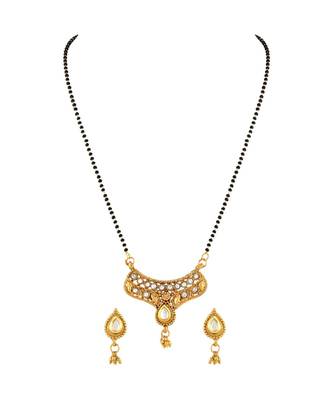 Modern Pear Shape Gold toned  Mangalsutra Set For Women 1