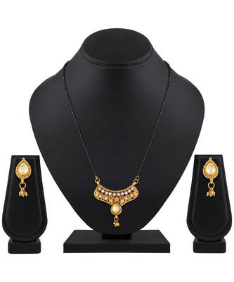 Modern Pear Shape Gold toned  Mangalsutra Set For Women 5