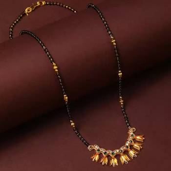 Attractive Floral Shape Gold toned Mangalsutra For Women 1