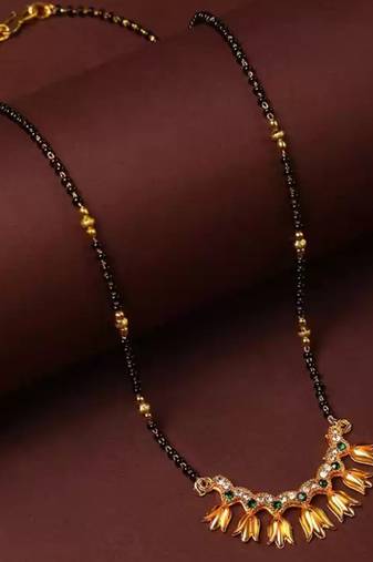 Attractive Floral Shape Gold toned Mangalsutra For Women
