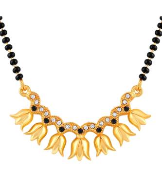 Attractive Floral Shape Gold toned Mangalsutra For Women 2