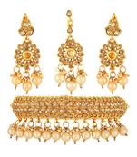 Traditional Padmaavat Gold toned Choker Necklace Set with Maang Tikka For Women