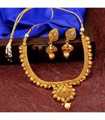 Traditional Pear Shape Gold toned Choker Necklace Set For Women