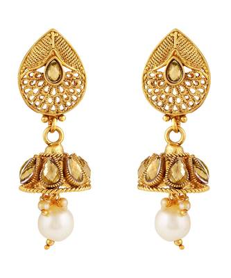 Traditional Pear Shape Gold toned Choker Necklace Set For Women 4