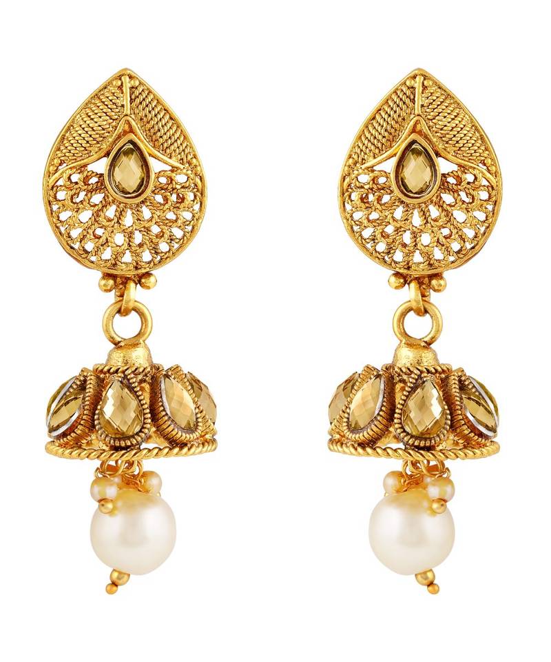 Traditional Pear Shape Gold toned Choker Necklace Set For Women